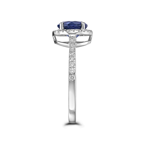 Astra 3.60ct Lab Sapphire and Diamond Halo Shoulder Set Round Cut in Silver - Image 5