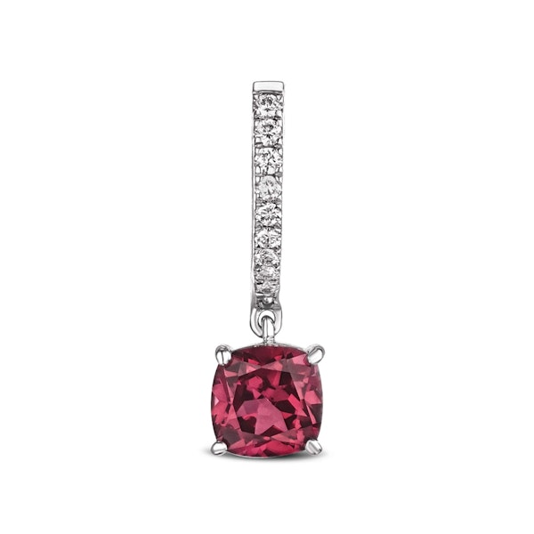 Astra 4.00ct Lab Ruby and Diamond Drop Cushion Cut Earrings in Silver - Image 4