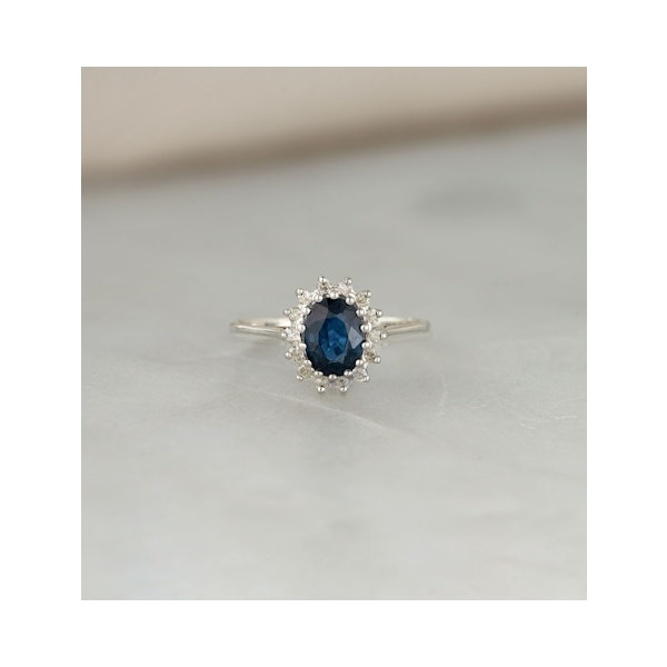 Sapphire 0.95ct And Diamond 9K White Gold Ring - Image 6