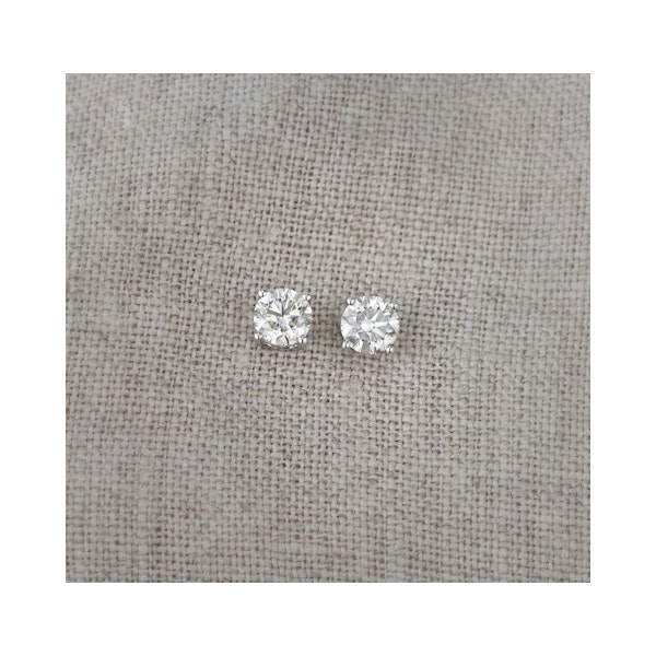 Diamond Earrings 1.00CT Studs H/SI Quality in 18K White Gold - 5.1mm - Image 6