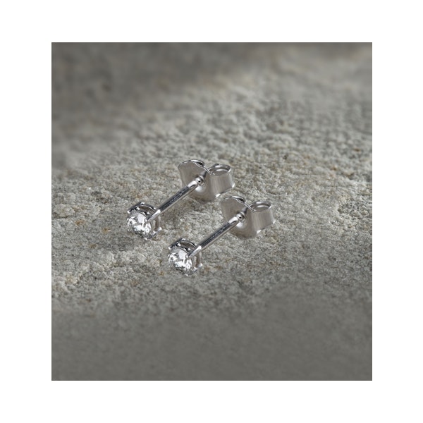 Diamond Earrings 0.30CT Studs H/SI Quality in 18K White Gold - 3.4mm - Image 5