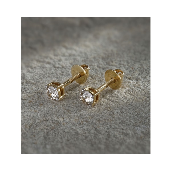 Diamond Stud Earrings 4.1mm 18K Gold - 0.50CT - G-H/SI - Image 5