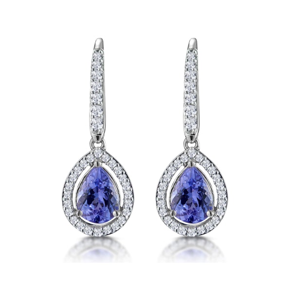 1.4ct Tanzanite and Diamond Halo Earrings 18KW Gold Asteria Collection - Image 1