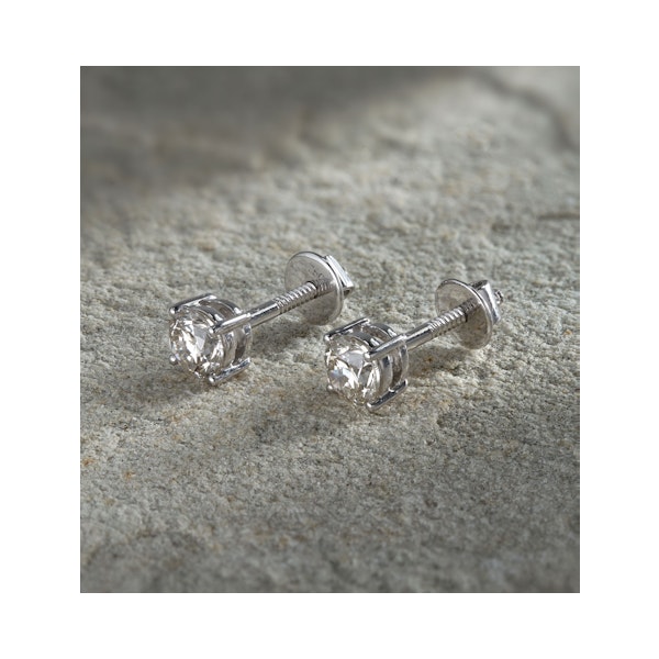 Lab Diamond Stud Earrings 1.00CT F/VS1 Quality Set in Platinum - 5.1mm - Image 5
