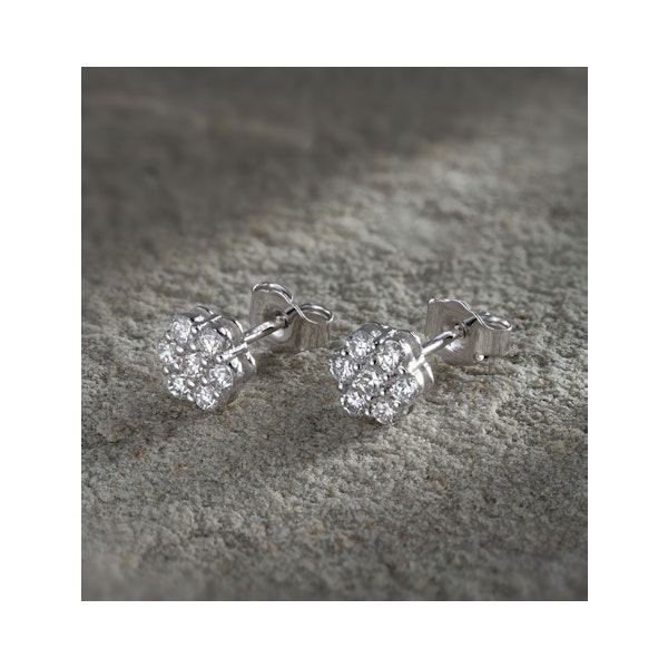Lab Diamond Cluster Earrings 0.50ct H/SI Quality set in 9K White Gold - Image 5