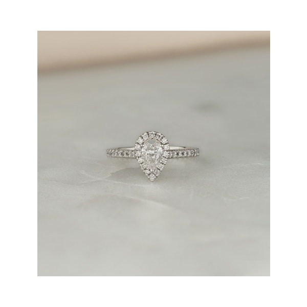 Diana Lab Diamond Pear Halo Engagement Ring Platinum 1ct F/VS1 - Image 6