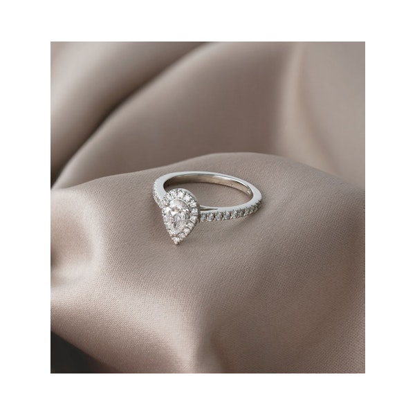 Diana Lab Diamond Pear Halo Engagement Ring Platinum 1ct F/VS1 - Image 5