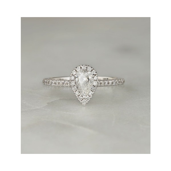 Diana Lab Diamond Pear Halo Engagement Ring 18KW Gold 1ct F/VS1 - Image 7