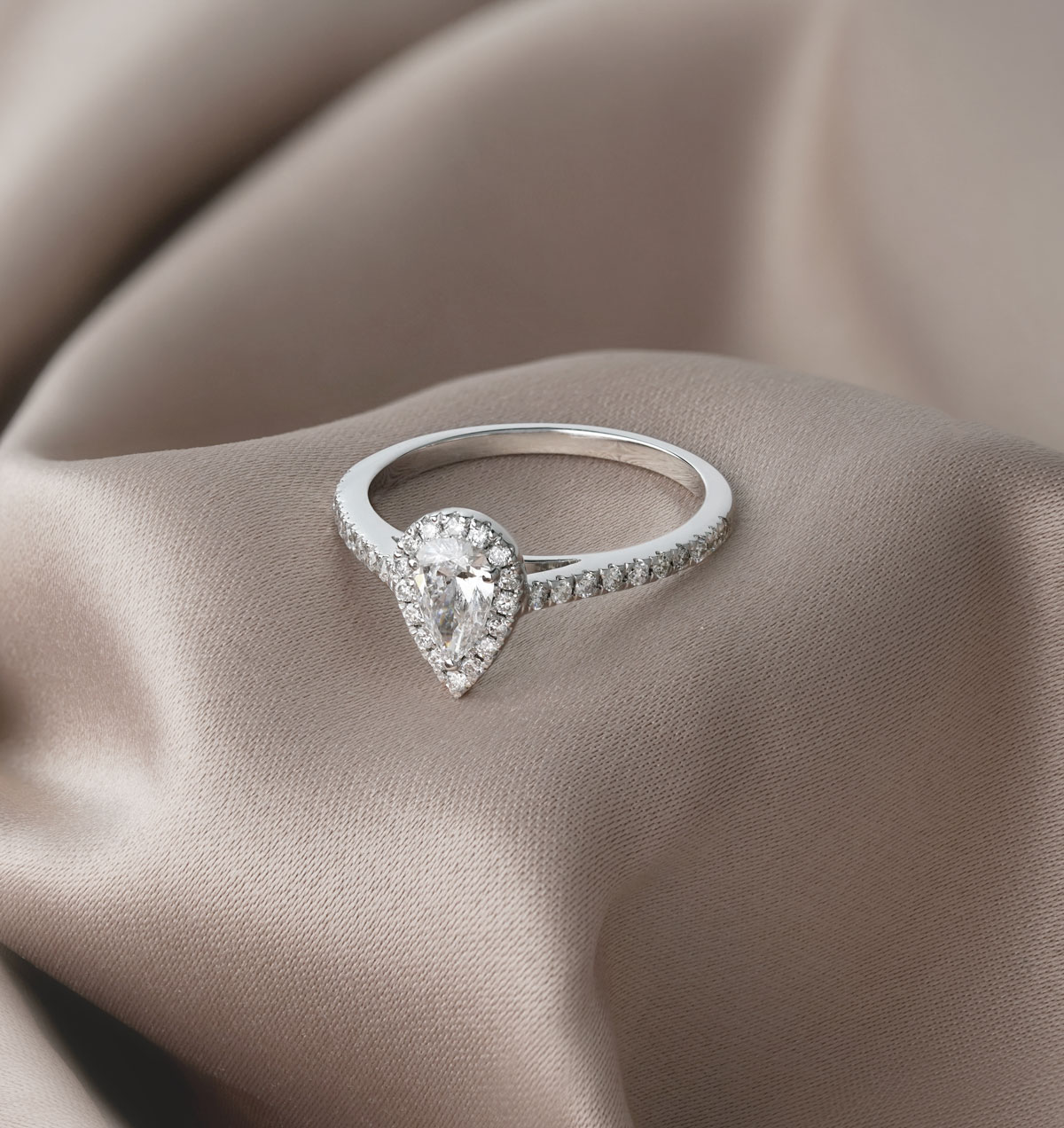 Pear Shaped Diamond Halo Engagement Rings | The Diamond Store