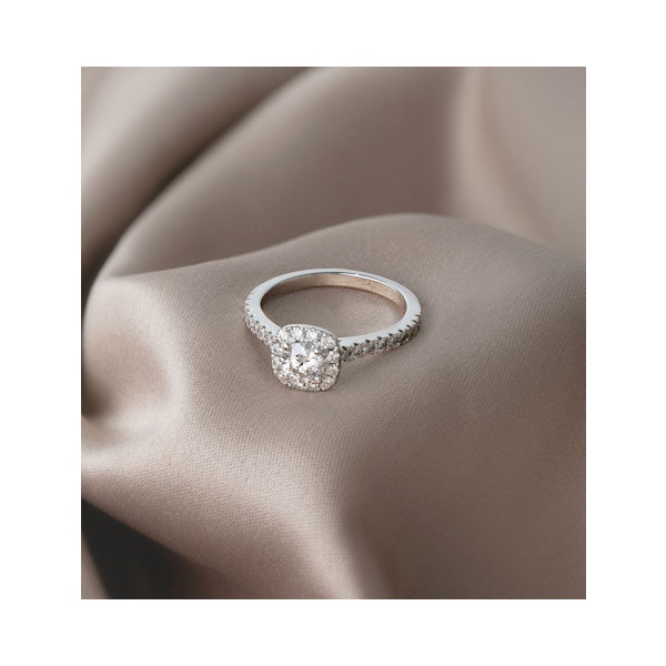 Elizabeth Lab Diamond Halo Engagement Ring 18K White Gold 1.00ct F/VS1 - Image 5
