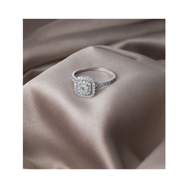 Anastasia Diamond Halo Engagement Ring 18K White Gold 1.30ct G/VS1 - Image 5