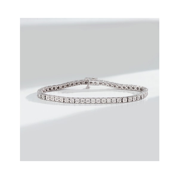 Silver Diamond Set 0.57ct Tennis Bracelet - Image 6