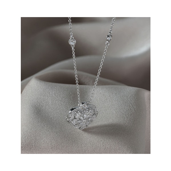 Vintage Heart Locket Lab Diamond Necklace White Topaz in 925 Silver - Image 6