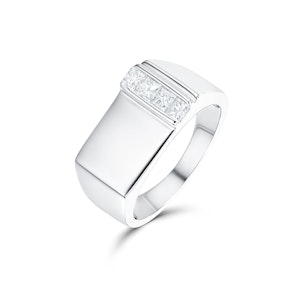 Princess Cut Diamond 0.50ct 18K White Gold Gents Ring - SIZE T