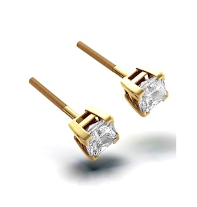 18K Gold Princess Diamond Earrings - 1CT - G/VS - 4.8mm