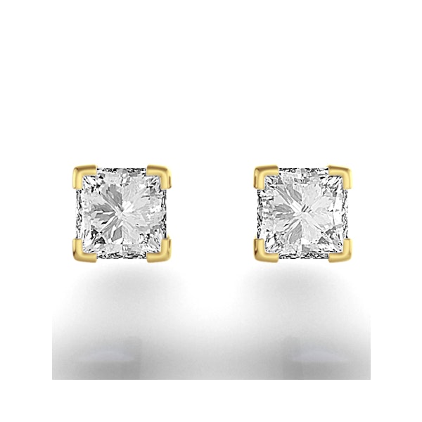 18K Gold Princess Lab Diamond Earrings - 1CT - F/VS - 4.8mm - Image 3