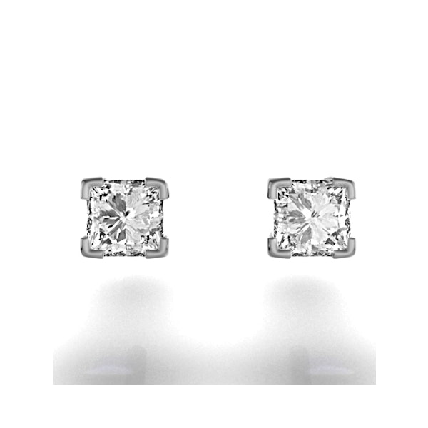 18K White Gold Princess Diamond Earrings - 0.30CT - G/VS - 3mm - Image 3