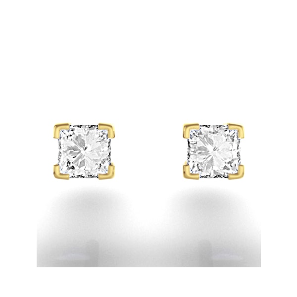 18K Gold Princess Diamond Earrings - 0.30CT - G/VS - 3mm - Image 3