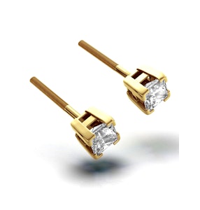 18K Gold Princess Lab Diamond Earrings - 0.50CT - F/VS - 3.4mm