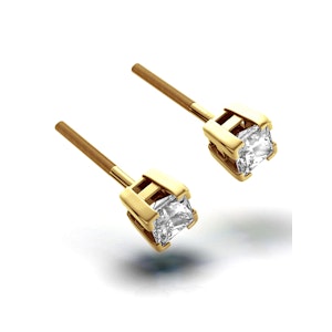18K Gold Princess Diamond Earrings - 0.50CT - G/VS - 3.4mm