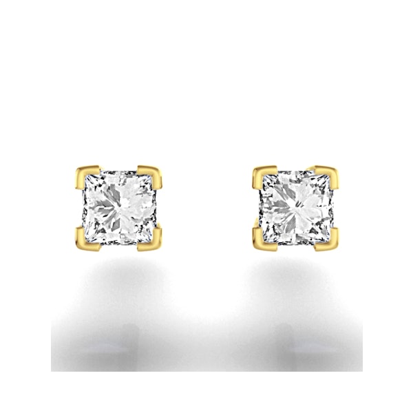 18K Gold Princess Diamond Earrings - 0.50CT - G/VS - 3.4mm - Image 3