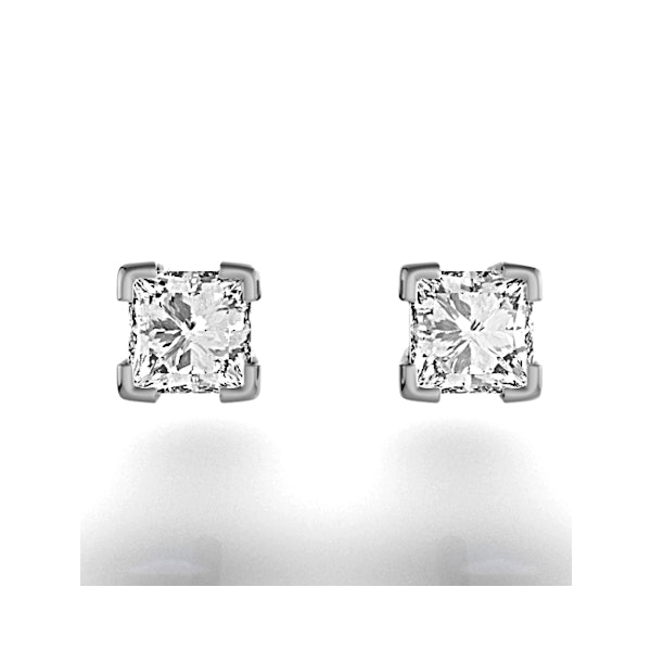 18K White Gold Princess Diamond Earrings - 0.66CT - G/VS - 3.8mm - Image 3