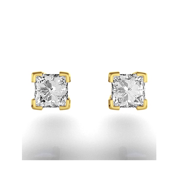 18K Gold Princess Diamond Earrings - 0.66CT - G/VS - 3.8mm - Image 3