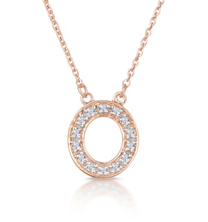 Initial 'O' Necklace Diamond Encrusted Pave Set in 9K Rose Gold