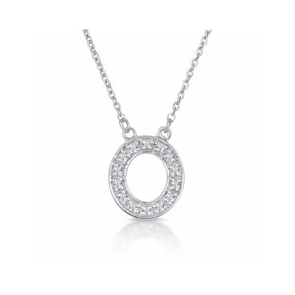 Initial 'O' Necklace Lab Diamond Encrusted Pave Set in 925 Sterling Silver - Image 1