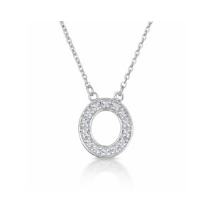 Initial 'O' Necklace Lab Diamond Encrusted Pave Set in 925 Sterling Silver