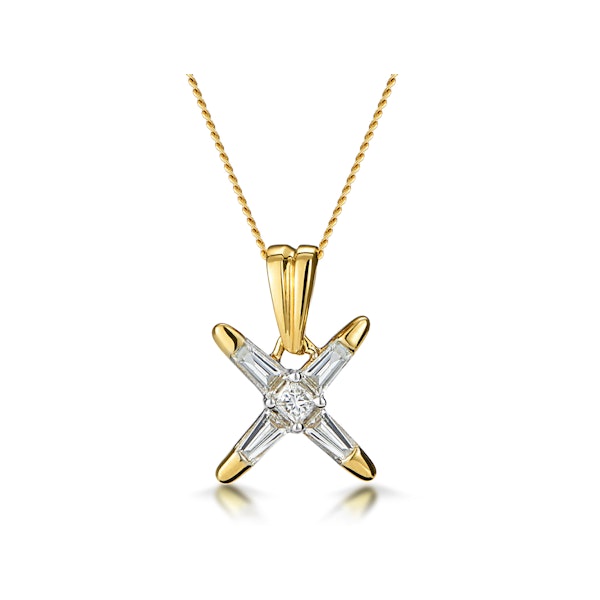 Baguette Diamond Star Design Necklace in 18K Gold - Image 1