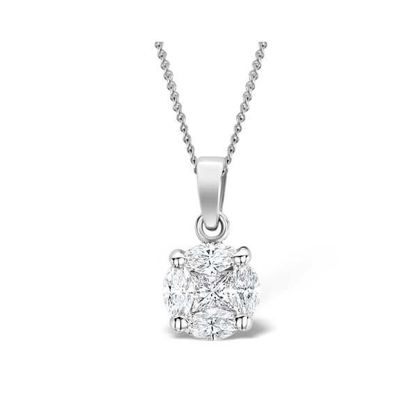 Galileo 1.00ct Solitaire Look Diamond 0.41ct 18K White Gold Necklace - Image 1