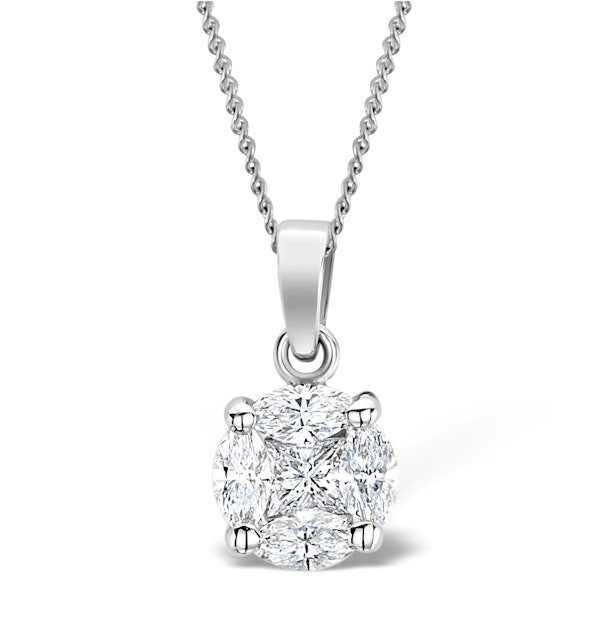 Galileo 1.00ct Look Diamond 0.41ct 18K White Gold Solitaire Necklace - image 1