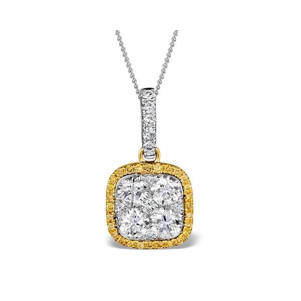 18K White Gold ANGELINA Diamond and Yellow Diamond HALO Pendant - Image 1