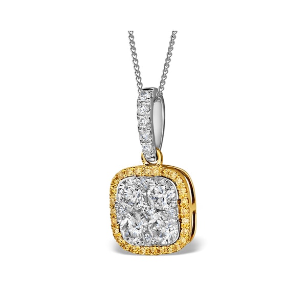 18K White Gold ANGELINA Diamond and Yellow Diamond HALO Pendant - Image 2