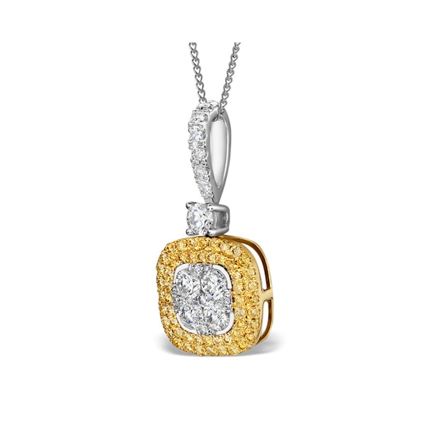 18K White Gold LUCIA 0.82ct Diamond and Yellow Diamond HALO Pendant - Image 2