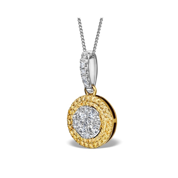 18K White Gold ARIANNA Diamond and Yellow Diamond HALO Pendant - Image 2