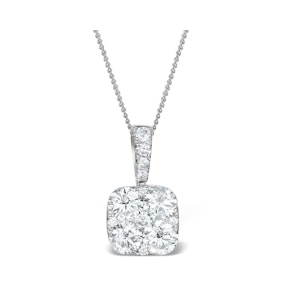 Lab Diamond Carre Galileo 1.10CT Pendant Necklace in 9K White Gold