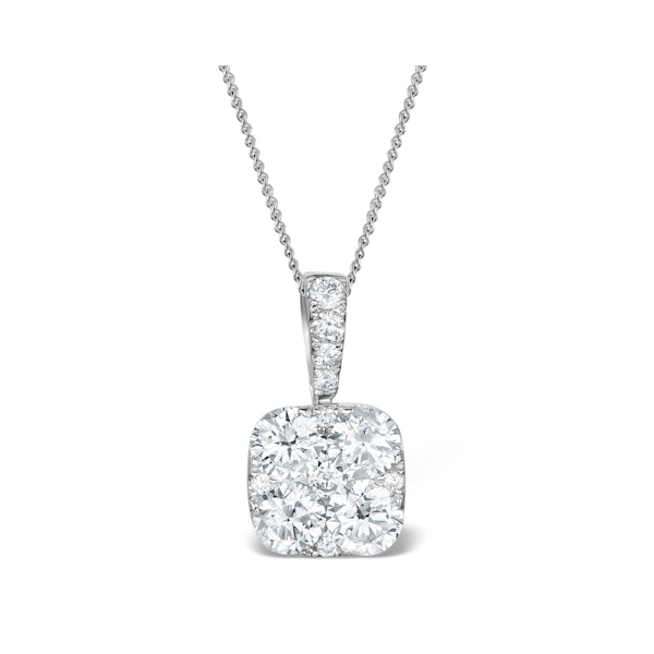 Diamond Carre Galileo 1.10CT Pendant Necklace in 18K White Gold - Image 1
