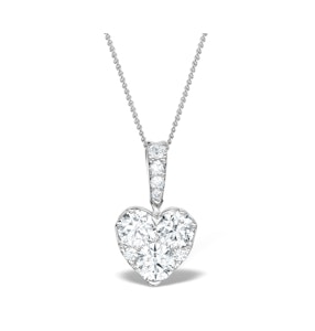 Diamond Galileo Heart 1.10CT Pendant Necklace in 18K White Gold