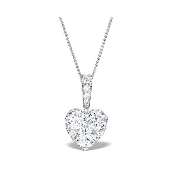 Diamond Galileo Heart 1.10CT Pendant Necklace in 18K White Gold - Image 1