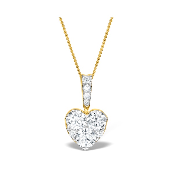 Diamond Galileo Heart 1.10CT Pendant Necklace in 18K Gold - R4653 - Image 1