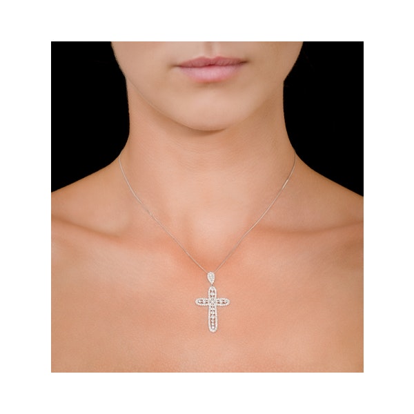Diamond Pyrus Cross 1.40CT Pendant Necklace in 18K White Gold - Image 2