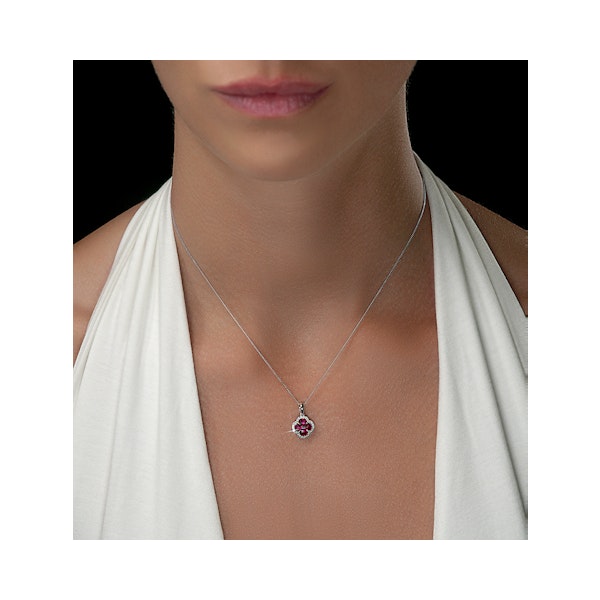Ruby 1.34ct and Diamond 18K White Gold Alegria Necklace - Image 2