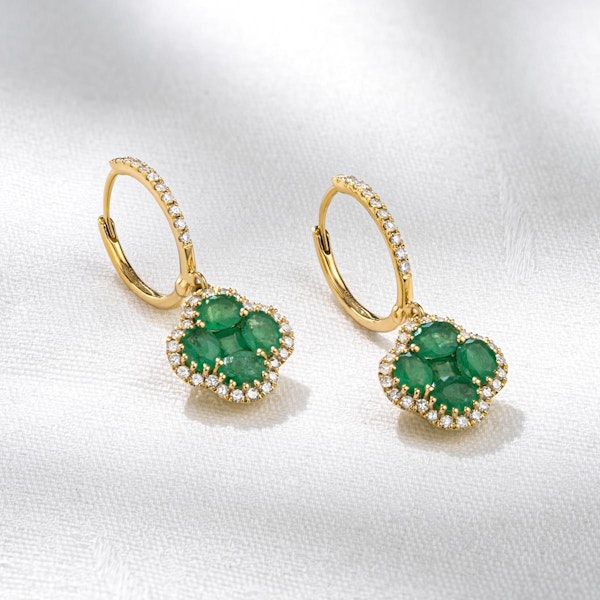 Emerald 2.05ct And Diamond 18K Yellow Gold Alegria Earrings - Image 4