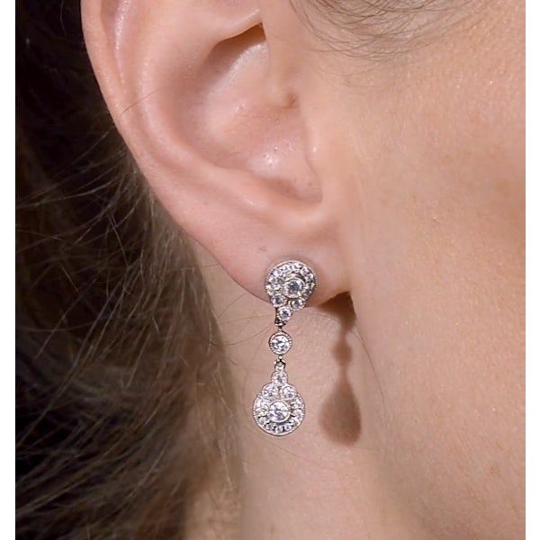 Vintage Diamond Drop Earrings - Vittoria - 0.80ct - in 18K White Gold - Image 4