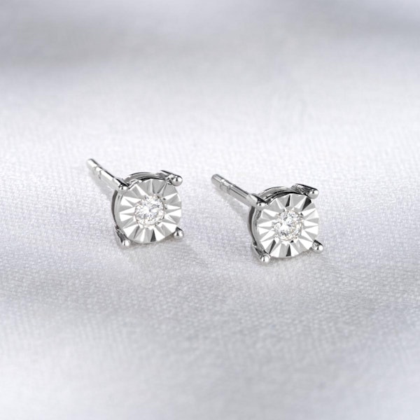Diamond Stud Earrings 0.10ct H/Si in 18K White Gold - P3479 - Image 5