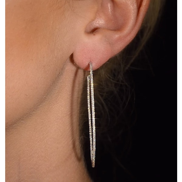 Diamond Hoop Earrings 1ct H/Si 18K White Gold - P3480Y - Image 4