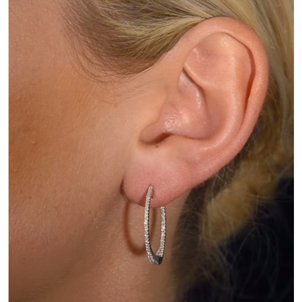 Diamond Hoop Earrings 0.54ct H/Si in 18K White Gold - P3486Y - Image 4