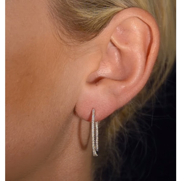 Diamond Hoop Earrings 2ct H/Si in 18K White Gold - P3487Y - Image 4